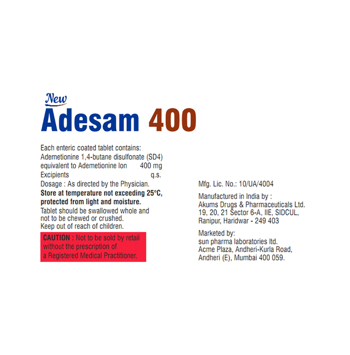 New Adesam 400 Tablet    Ademetionine 400mg