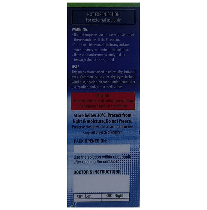 Comfortz Eye Drop    Hydroxypropylmethylcellulose 0.3% w/v + Glycerin 0.2% w/v + Dextran 70 0.1% w/v