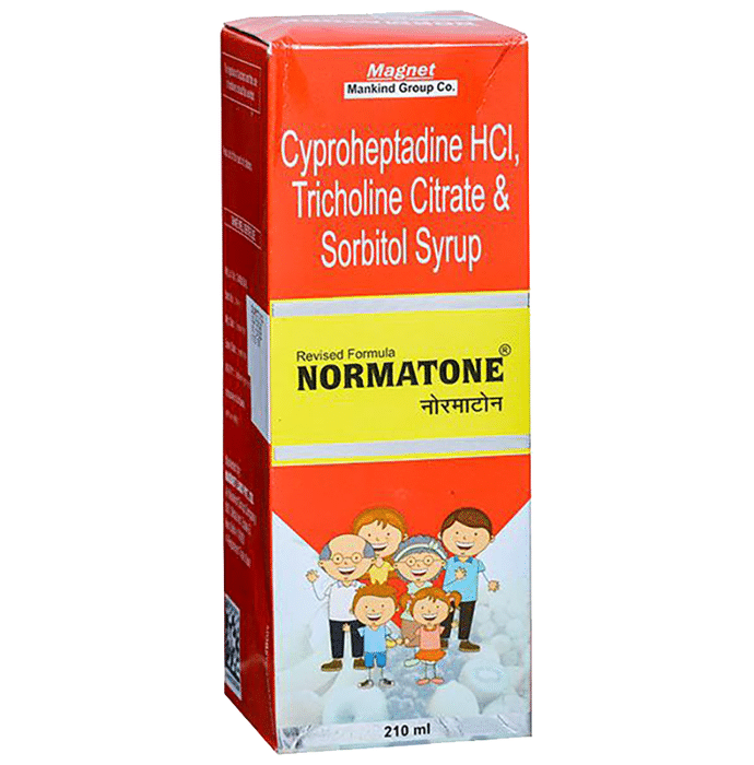 Normatone Syrup    Cyproheptadine 2mg/5ml + Tricholine Citrate 275mg/5ml + Sorbitol 2gm/5ml