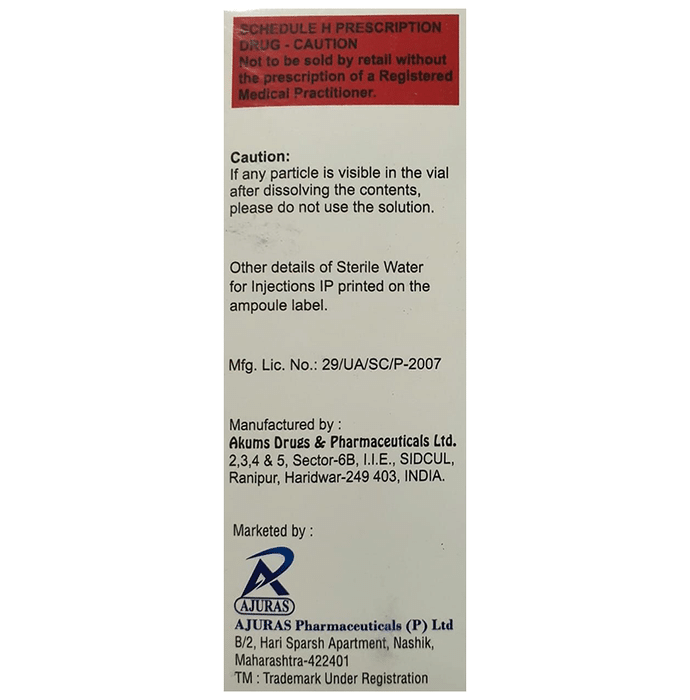 Ajumox Injection    Amoxycillin 1000mg + Clavulanic Acid 200mg