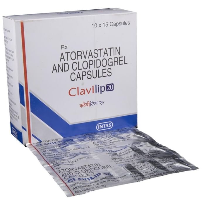 Clavilip 20 Capsule    Atorvastatin 20mg + Clopidogrel 75mg