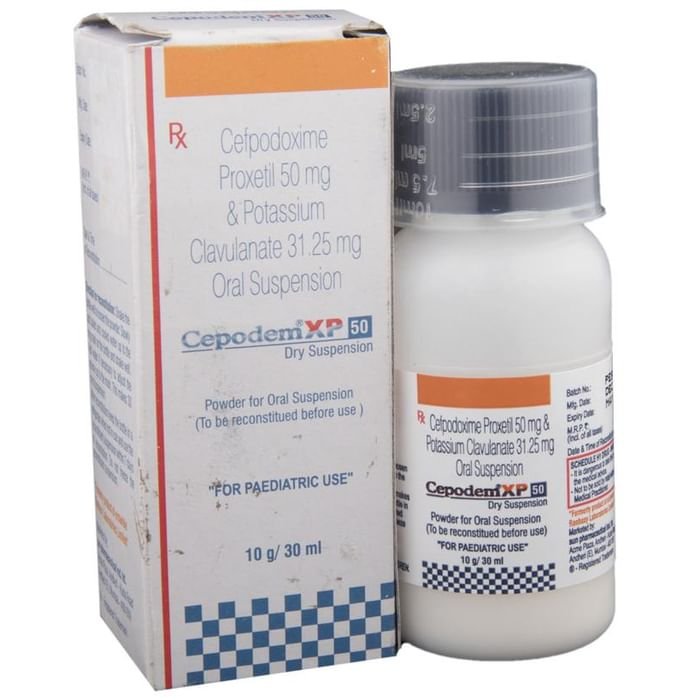 Cepodem XP 50 Dry Suspension    Cefpodoxime Proxetil 50mg + Clavulanic Acid 31.25mg