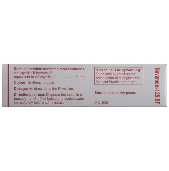 Novamox 125 DT Tablet    Amoxycillin 125mg