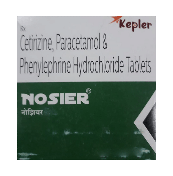 Nosier Tablet    Cetirizine 5mg + Paracetamol 500mg + Phenylephrine 5mg