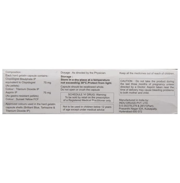 Clopikind-AS 75 Capsule    Aspirin 75mg + Clopidogrel 75mg