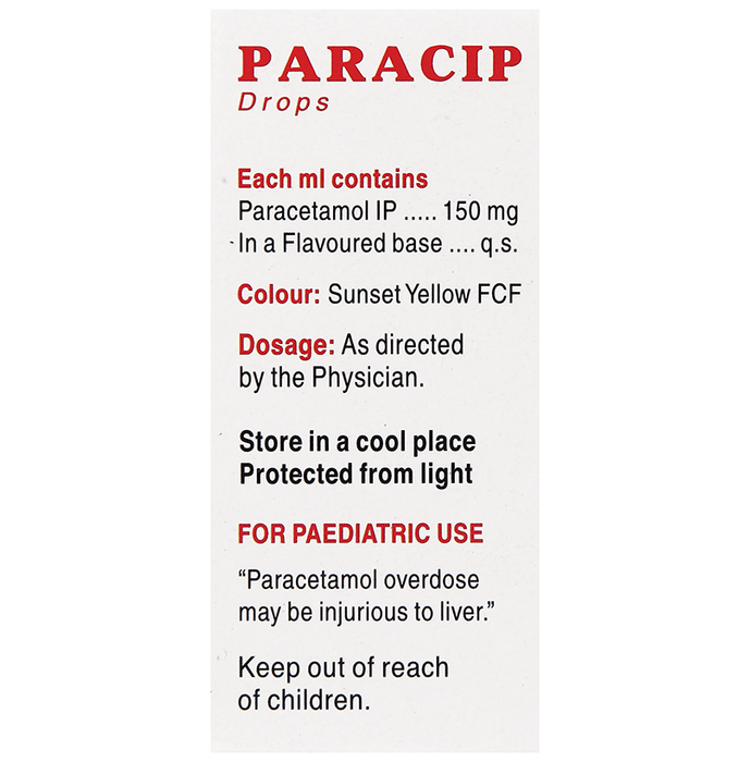 Paracip Drops    Paracetamol 150mg