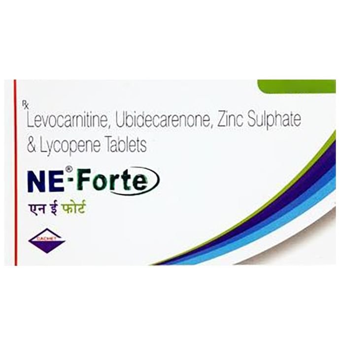 NE Forte Tablet    Levo-carnitine 500mg + Coenzyme Q10 100mg + Lycopene 2500mcg + Zinc 12.5mg