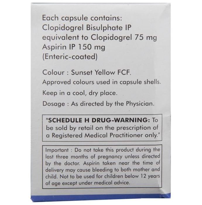 Plagerine-A 150 Capsule    Aspirin 150mg + Clopidogrel 75mg