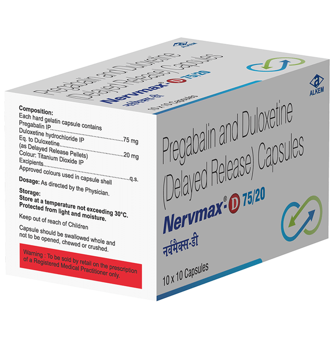 Nervmax-D 75/20 Capsule DR    Pregabalin 75mg + Duloxetine 20mg