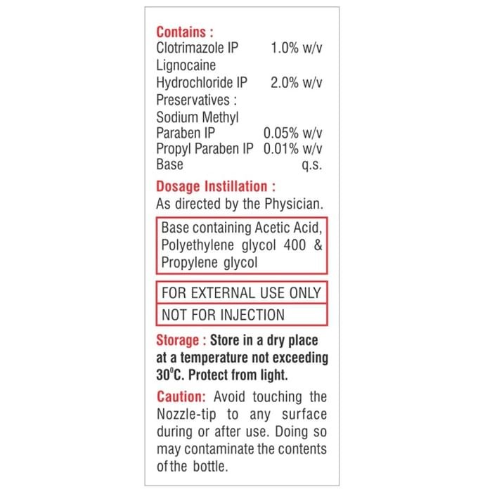 New Clotrin-AC Ear Drop    Lidocaine 2% w/v + Clotrimazole 1% w/v