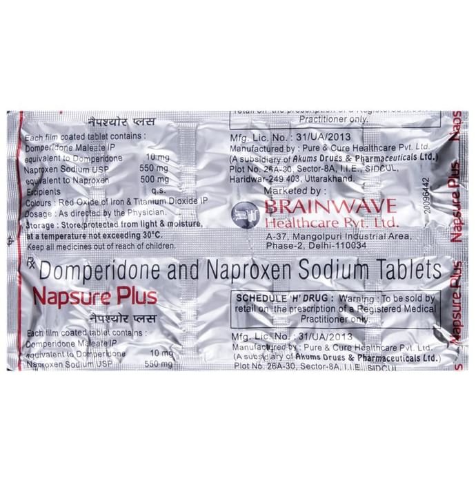 Napsure Plus Tablet    Naproxen 500mg + Domperidone 10mg