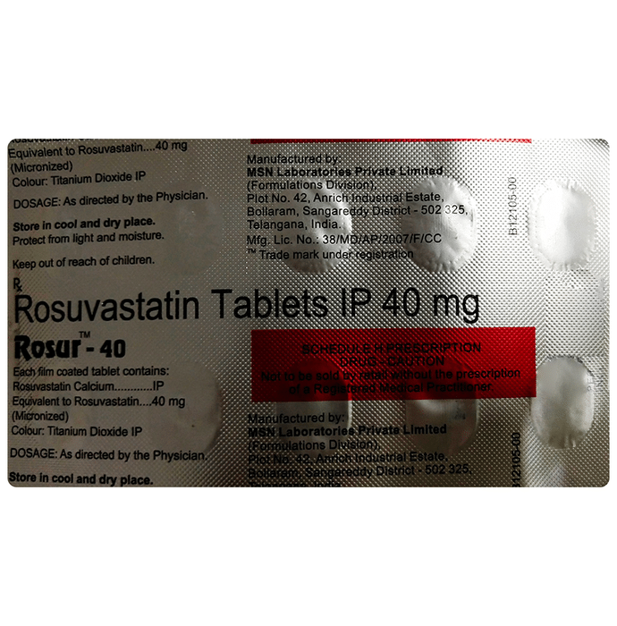 Rosur 40 Tablet    Rosuvastatin 40mg