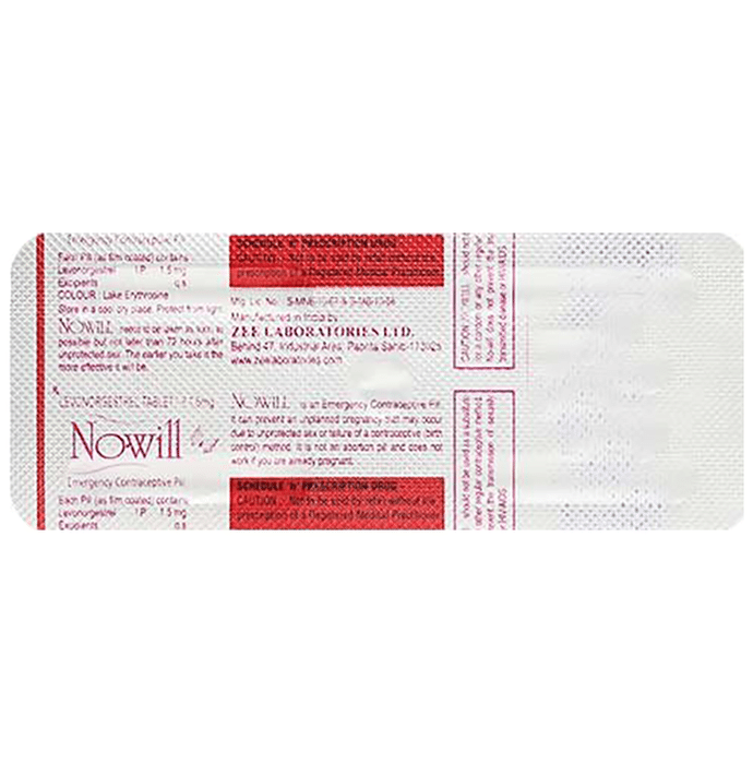 Nowill 1.5mg Tablet    Levonorgestrel 1.5mg