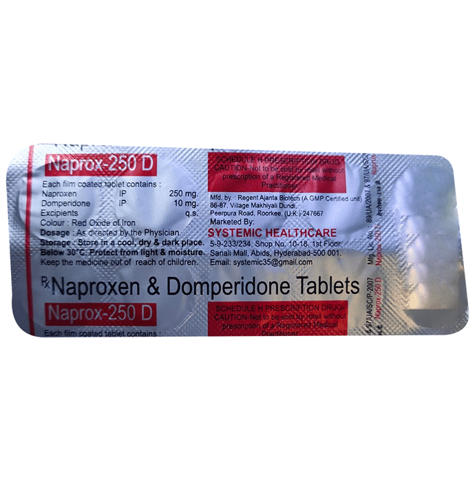 Naprox 250 D Tablet    Naproxen 250mg + Domperidone 10mg