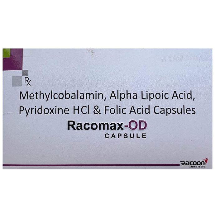 Racomax-OD Capsule    Methylcobalamin 1500mcg + Alpha Lipoic Acid 100mg + Vitamin B6 Pyridoxine 3mg 