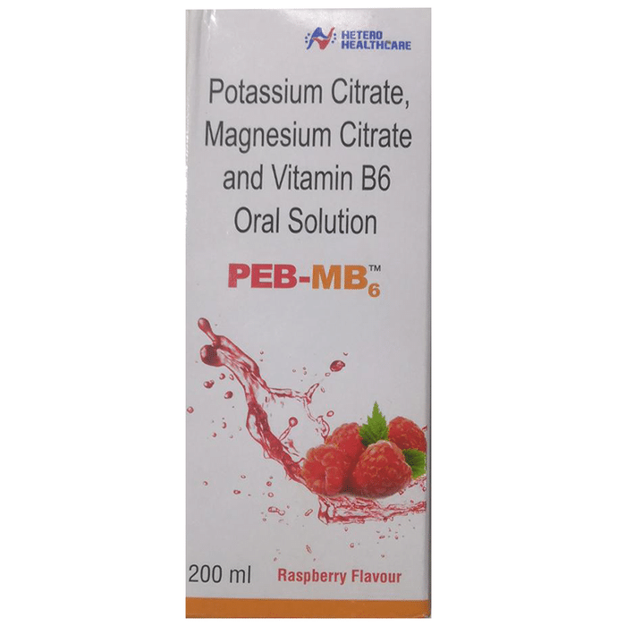 Peb MB 6 Syrup Raspberry    Potassium Citrate 1100mg/5ml + Magnesium Citrate 375mg/5ml + Vitamin B6 