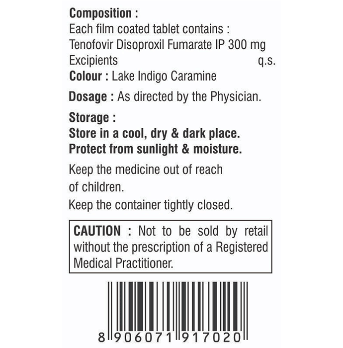 Timeovir 300 Tablet Tenofovir disoproxil fumarate 300mg