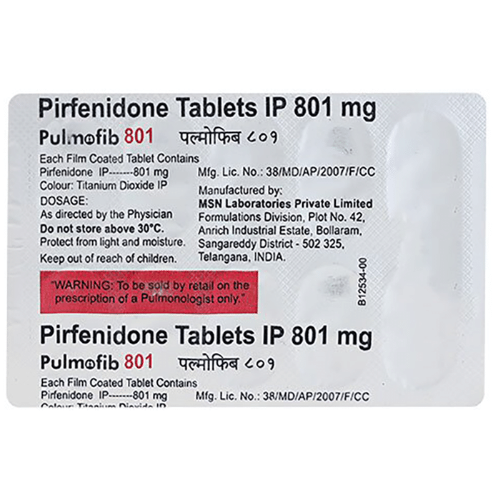 Pulmofib 801mg Tablet    Pirfenidone 801mg