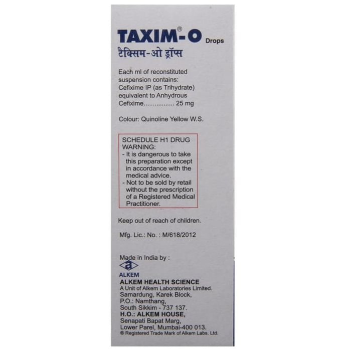 Taxim-O Drops    Cefixime 25mg