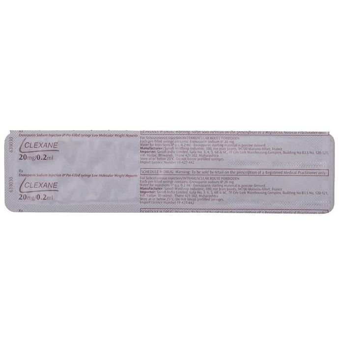 Clexane 20mg Injection    Enoxaparin 20mg