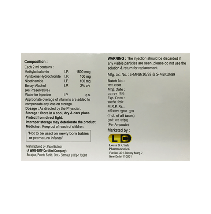 LC-Trax Injection    Methylcobalamin 1500mcg + Niacinamide 100mg + Vitamin B6 Pyridoxine 100mg