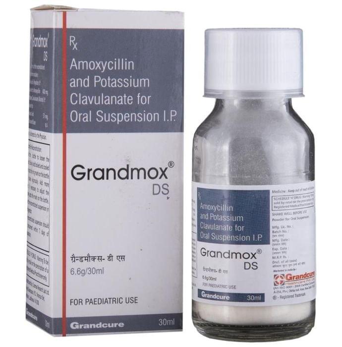 Grandmox DS Oral Suspension    Amoxycillin 400mg/5ml + Clavulanic Acid 57mg/5ml