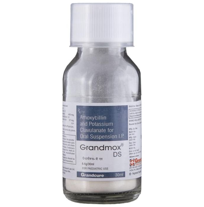 Grandmox DS Oral Suspension    Amoxycillin 400mg/5ml + Clavulanic Acid 57mg/5ml