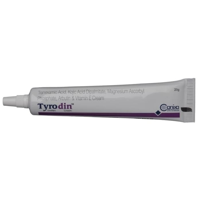 Tyrodin Cream    Tranexamic Acid 10% w/w + Kojic Acid 2% w/w + Arbutin 1.5% w/w + Magnesium 1% w/w +