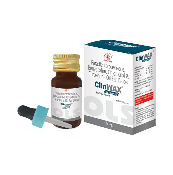 Clinwax Ear Drop    Benzocaine 2.7% w/v + Chlorbutol 5% w/v + Paradichlorobenzene 2% w/v + Turpentin