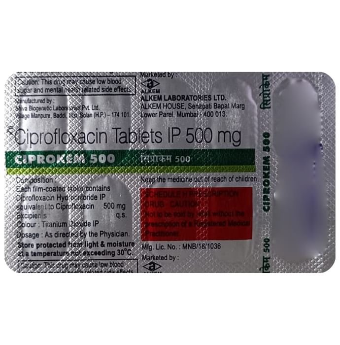 Ciprokem 500mg Tablet    Ciprofloxacin 500mg