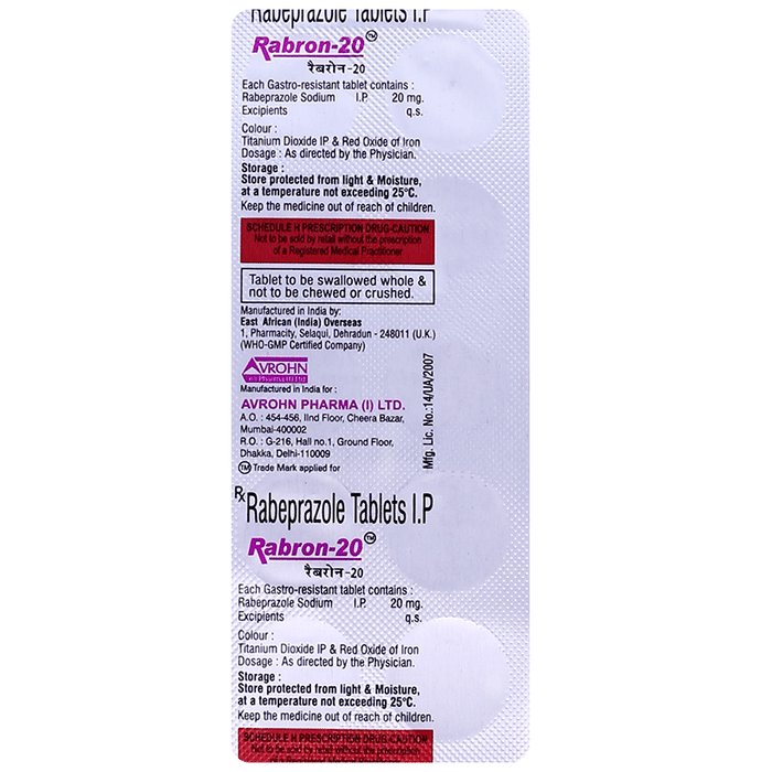 Rabron 20 Tablet    Rabeprazole 20mg