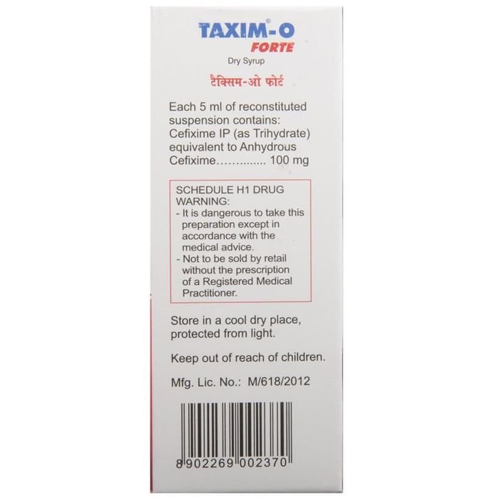 Taxim-O Forte Dry Syrup    Cefixime 100mg/5ml