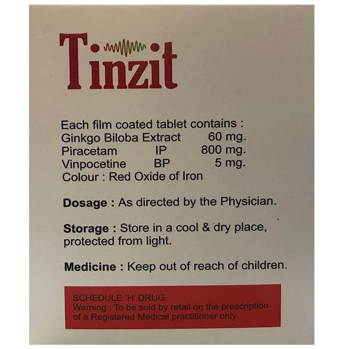 Tinzit Tablet    Ginkgo Biloba 60mg + Piracetam 800mg + Vinpocetine 5mg