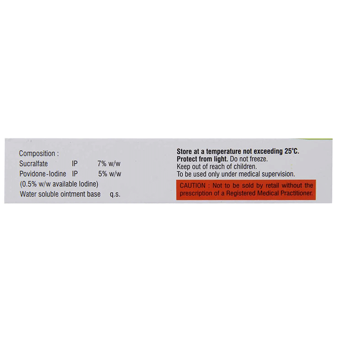 Povimed S Ointment    Povidone Iodine 5% w/w + Tinidazole 1% w/w + Sucralfate 7% w/w