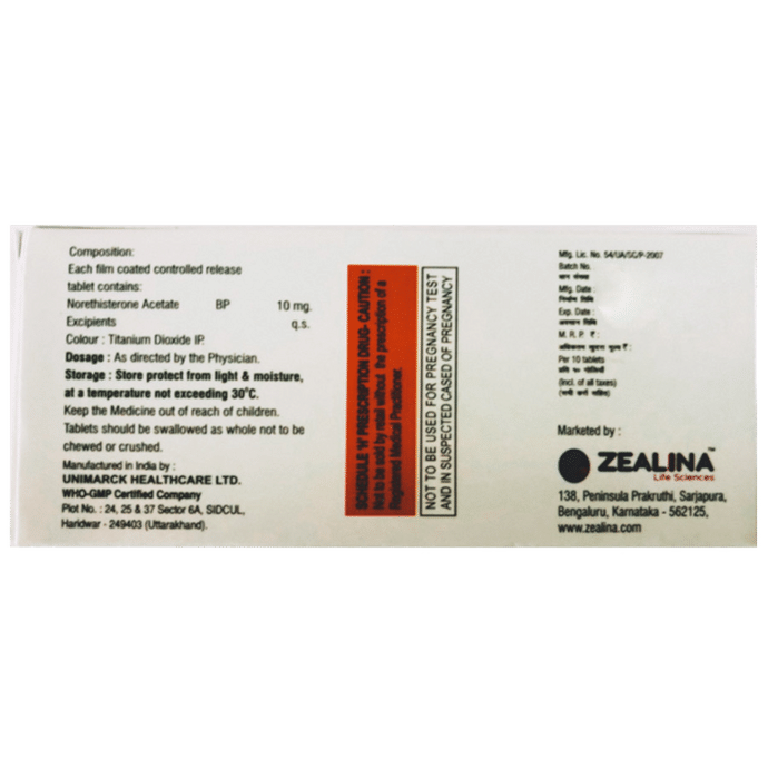 Nea CR 10 Tablet    Norethisterone 10mg