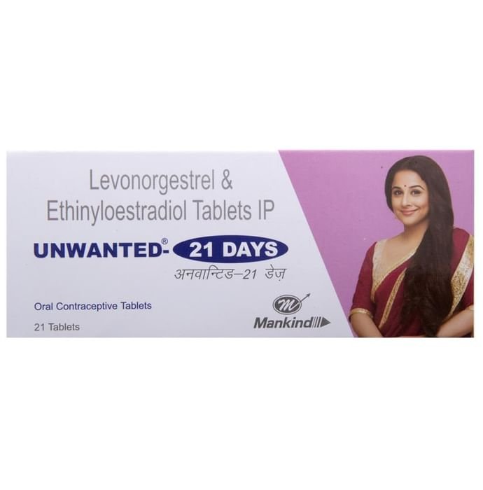 Unwanted 21 Days Tablet    Ethinyl Estradiol 0.03mg + Levonorgestrel 0.15mg