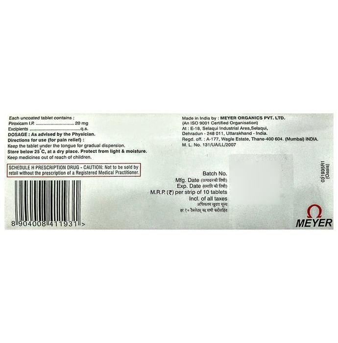 Ugesic Sublingual tablet    Piroxicam 20mg
