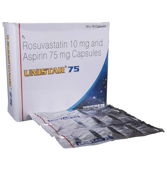 Unistar 75 Capsule    Rosuvastatin 10mg + Aspirin 75mg