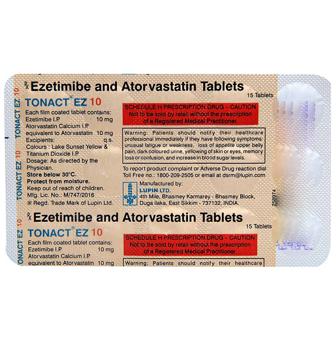 Tonact EZ Tablet    Atorvastatin 10mg + Ezetimibe 10mg