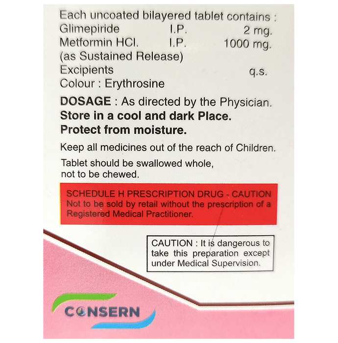 Glimicon-DS Tablet SR    Glimepiride 2mg + Metformin 1000mg