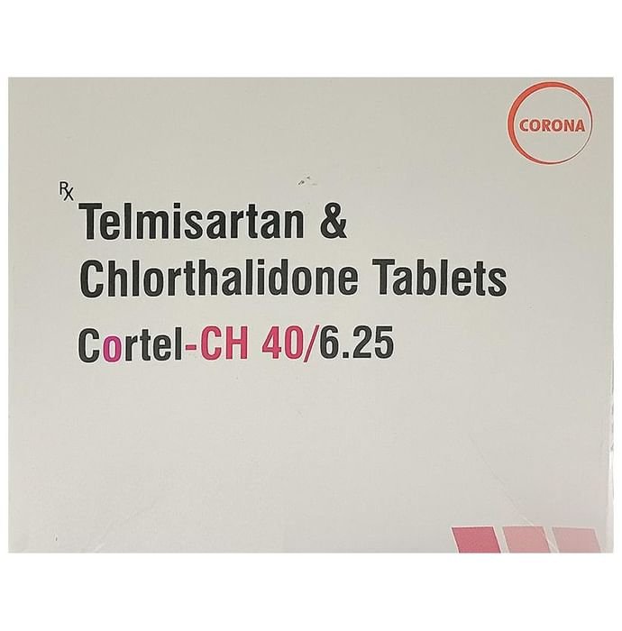 Cortel-CH 40/6.25 Tablet    Telmisartan 40mg + Chlorthalidone 6.25mg