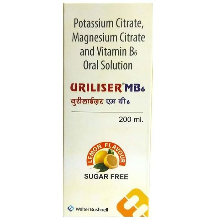 Uriliser MB6 Oral Solution Lemon Sugar Free    Potassium Citrate 1100mg/5ml + Magnesium Citrate 375m