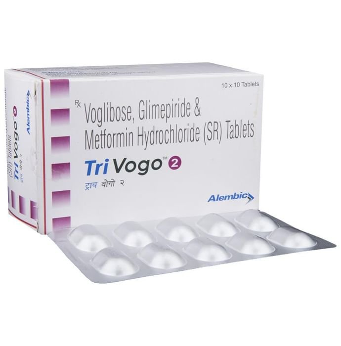 Trivogo 2 Tablet SR    Glimepiride 2mg + Metformin 500mg + Voglibose 0.2mg