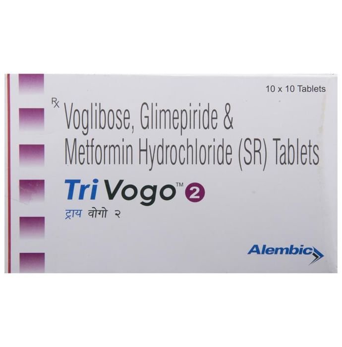 Trivogo 2 Tablet SR    Glimepiride 2mg + Metformin 500mg + Voglibose 0.2mg
