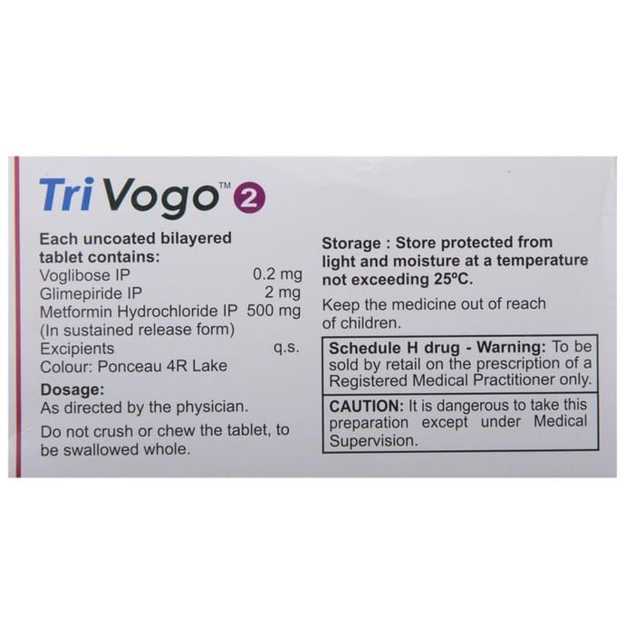 Trivogo 2 Tablet SR    Glimepiride 2mg + Metformin 500mg + Voglibose 0.2mg