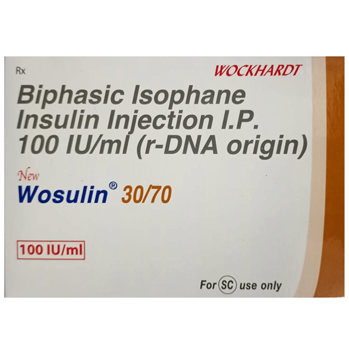 New Wosulin 30/70 100IU/ml Injection 3ml    Insulin Isophane/NPH 70% + Human Insulin/Soluble Insulin