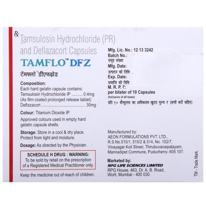 Tamflo DFZ Capsule PR    Tamsulosin 0.4mg + Deflazacort 30mg