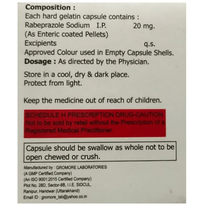 Rabispace 20 Capsule    Rabeprazole 20mg