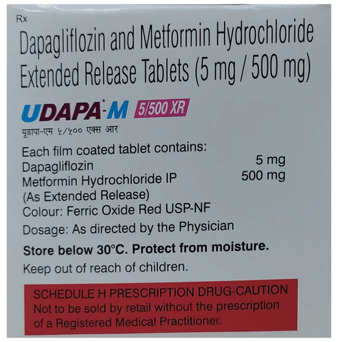 Udapa-M 5/500 XR Tablet    Dapagliflozin 5mg + Metformin 500mg