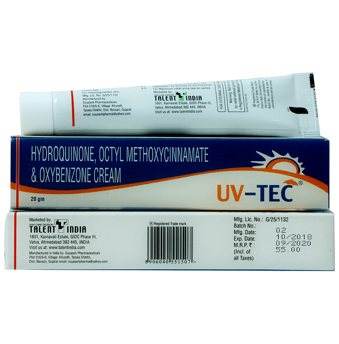 UV-Tec Cream    Hydroquinone 2% w/w + Octinoxate 5% w/w + Oxybenzone 3% w/w